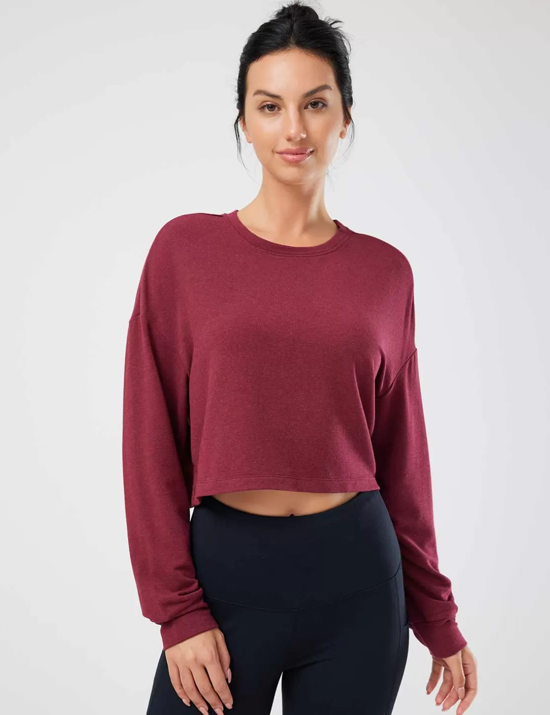 Sale Evergreen Modal Oversized Cropped Top (Website Exclusive) Women Long-Sleeved